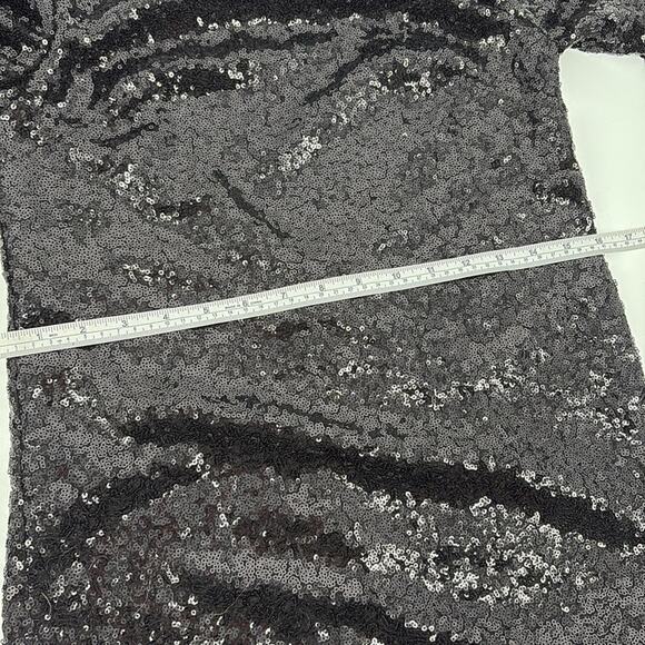Chi Chi London Women’s Black Sequin Long Sleeve Mini Dress Stretch Size 4 New - Picture 11 of 13